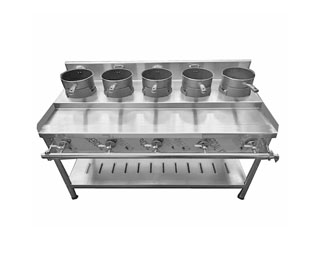 單排五頭煲仔爐 尺寸:2000x600x800mm